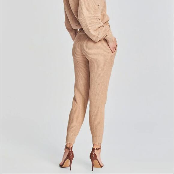 NEW Ser.O.Ya by Retrofete Ida Tan Knit Drawstring Jogger Pant - Picture 3 of 9